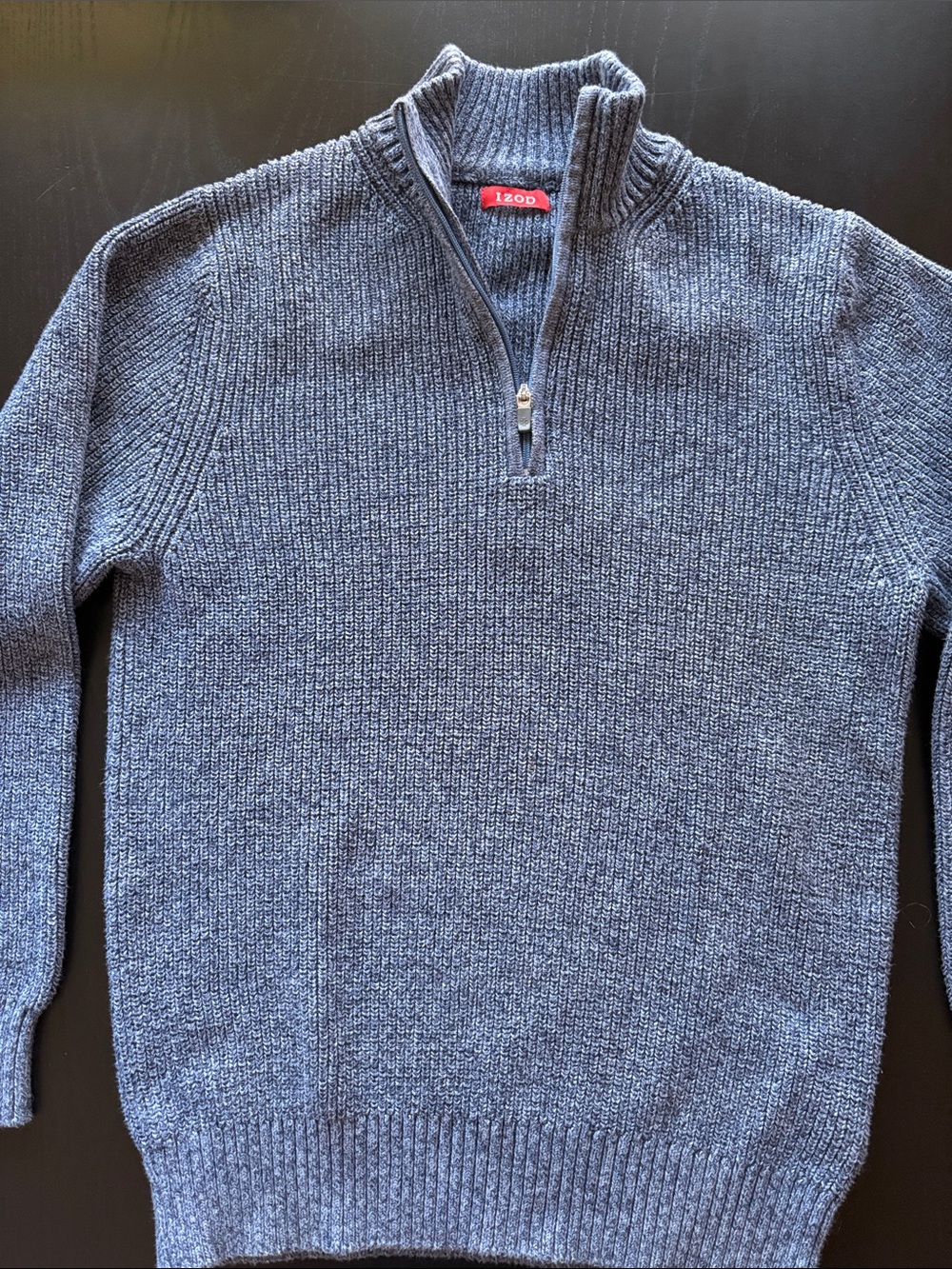 Izod Men's Heathered Navy Half-Zip Sweater
